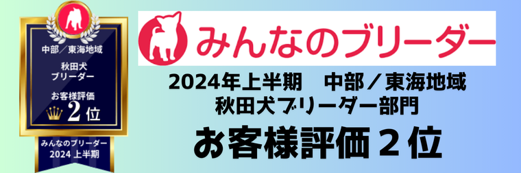ブリーダーアワード中部東海エリア 秋田犬部門2位